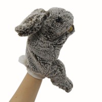 Plush rabbit hand puppet with brown feet