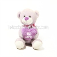 Best selling purple plush Valentine teddy bear stuffed plush Valentine teddy bear with a heart